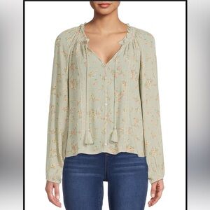 NO BOUNDARIES Junior's Print Peasant Top Size Large 11/13